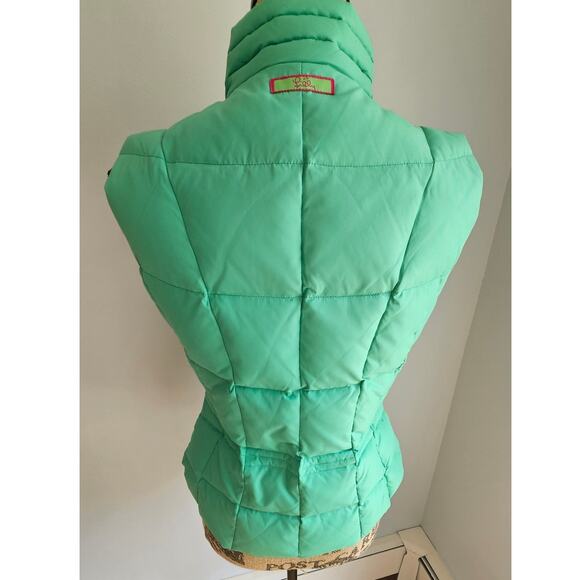Lilly Pulitzer Down Puffer  Mint Green Vest, Tropical lining design, Sz XS - Picture 6 of 16